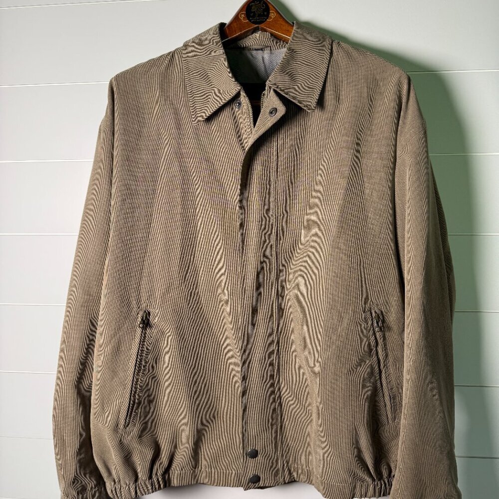 Newport Harbor Jacket, Tan Houndstooth, Size X-Large Long